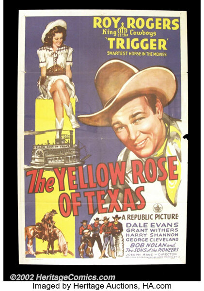 Movie Posters:Miscellaneous, The Yellow Rose of Texas (Republic 1944) One Sheet (27"X41") Roy
Rogers' "Texas" related titles are considered to be some of...
