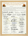 1964 Cleveland Browns Team Signed 16 x 20 Certificate –