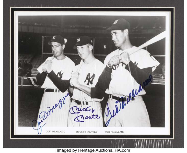 Mickey Mantle, DiMaggio & Ted Williams Signed Photo for Sale in