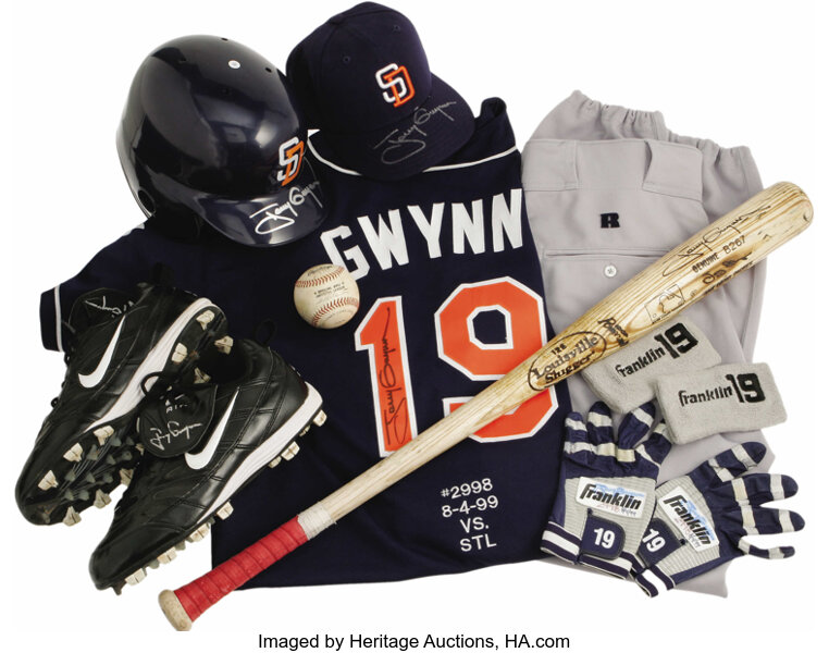 1999 Tony Gwynn Hit #2,998 Game Used Uniform, Cap, Helmet, Cleats