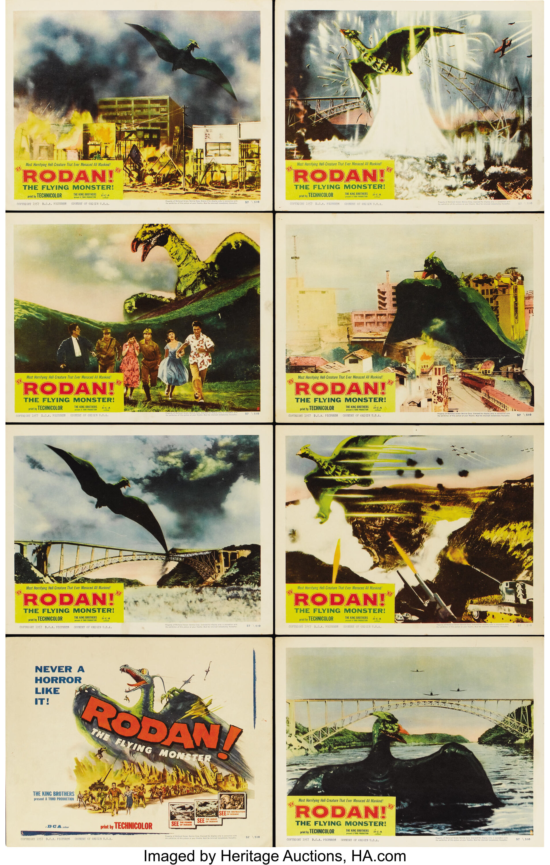 rodan-the-flying-monster-toho-dca-1957-lobby-card-set-of-8-lot