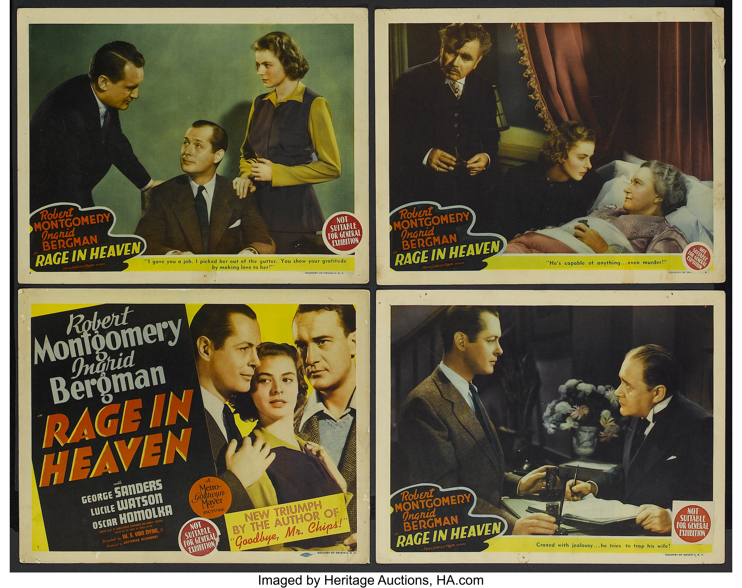 Rage in Heaven (MGM, 1941). Title Lobby Card and Lobby Cards (3) | Lot ...