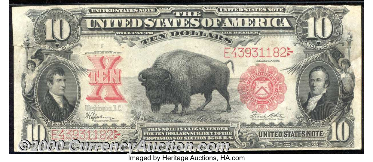 1901 $10 Legal Tender Bison Note - Chicago Gold Gallery