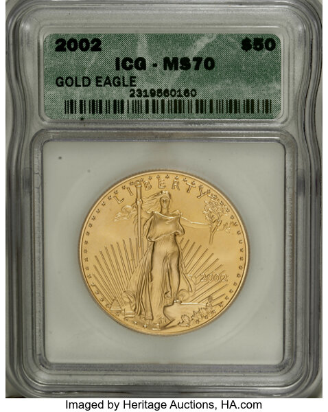 2002 G50 One Ounce Gold Eagle Ms70 Icg Pcgs Population 16