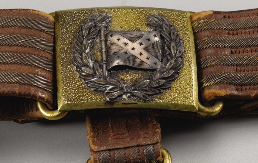 Military & Patriotic:Civil War, Confederate General's Battle Flag Sword Belt Set Similar to GeneralHood's. The centerpiece of this wartime treasure is, of ...