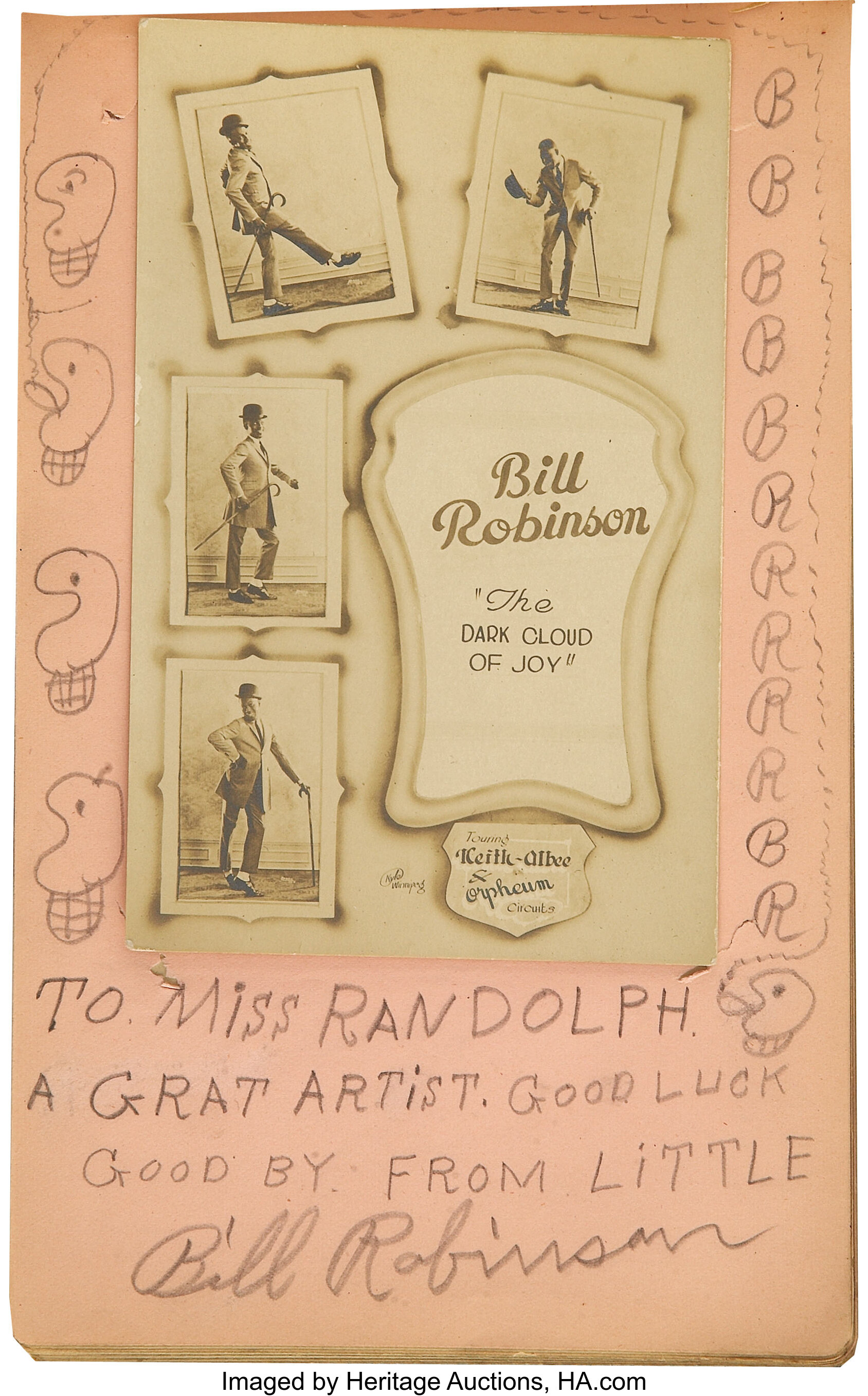 autograph book with bill bojangles robinson inscription lot 56296 heritage auctions autograph book with bill bojangles robinson inscription lot 56296 heritage auctions