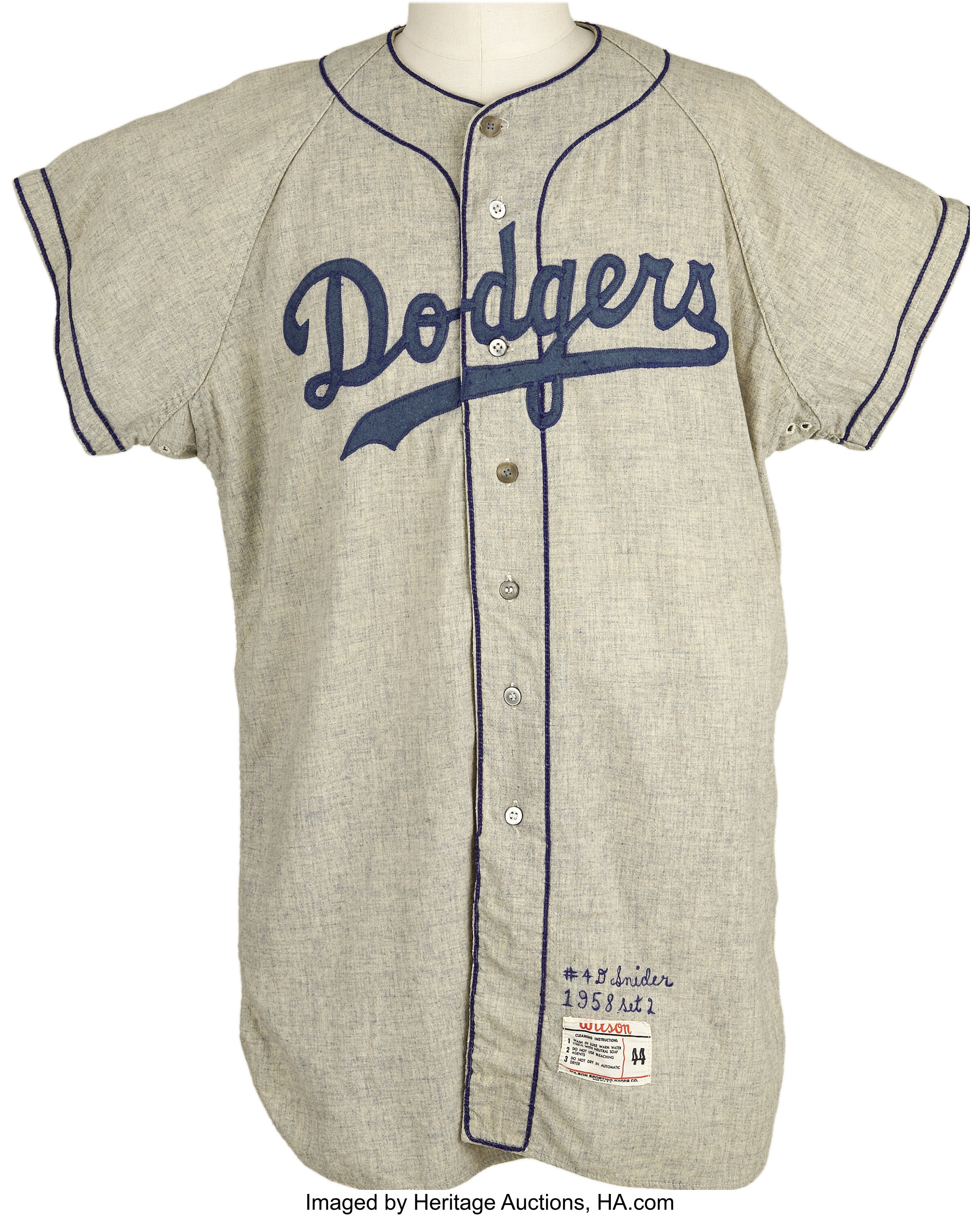 1958 Duke Snider Game Worn Jersey. We wept, the Hall of Fame, Lot #19668
