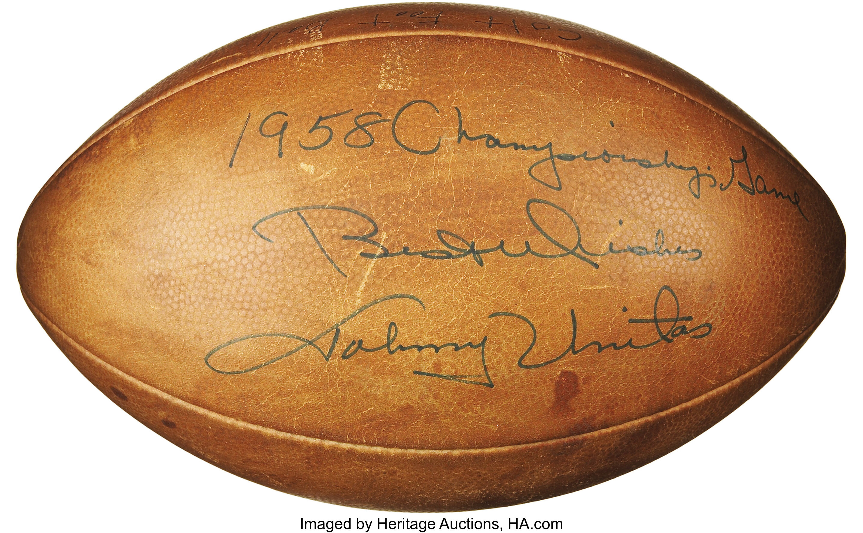 1958 N.F.L. Championship Game Used Football Signed by Unitas