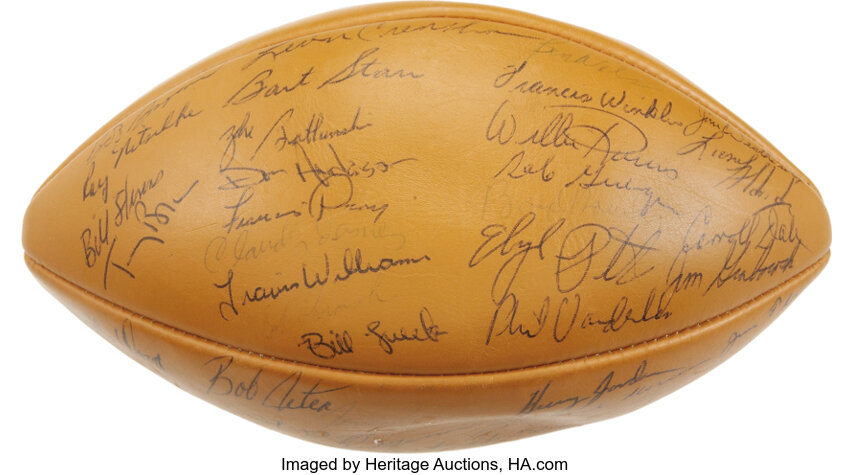 1968 Green Bay Packers Team Signed Football. UPDATE: Please note