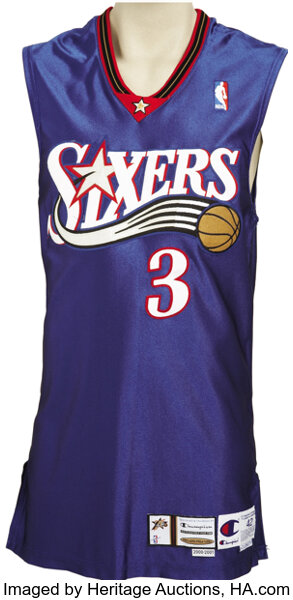 Sold at Auction: Allen Iverson 2001-02 Philadelpha 76ers professional model  jersey (NBA All-Star Game tagging).