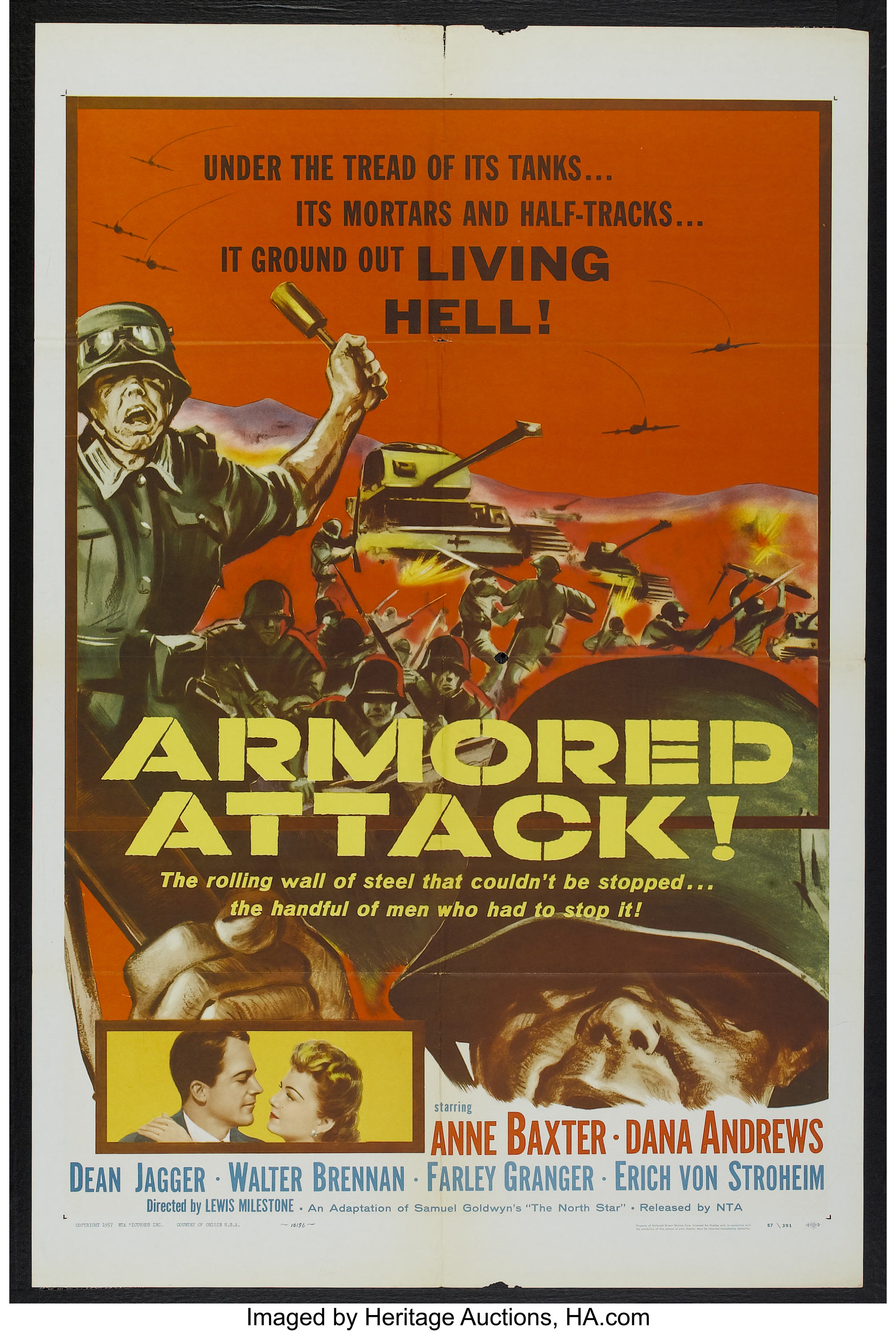 Armored Attack Nta 1957 One Sheet 27 X 41 War Movie Lot 532 Heritage Auctions