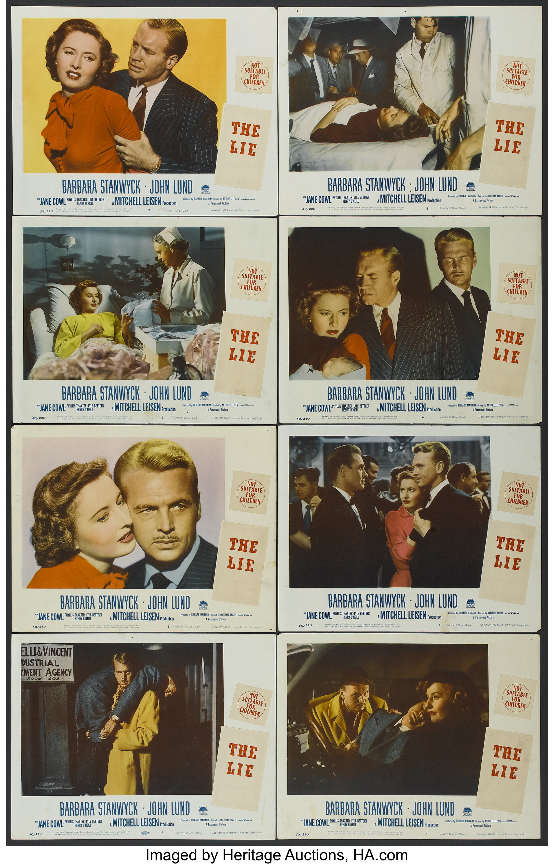 No Man of Her Own (Paramount, 1950). Lobby Card Set of 8 (11