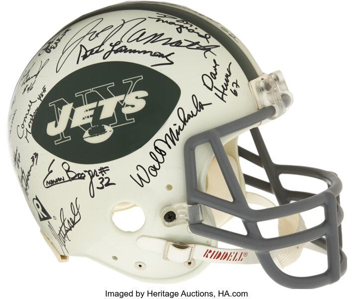 Nick Mangold Signed New York Jets Throwback 1965-77 Speed Mini