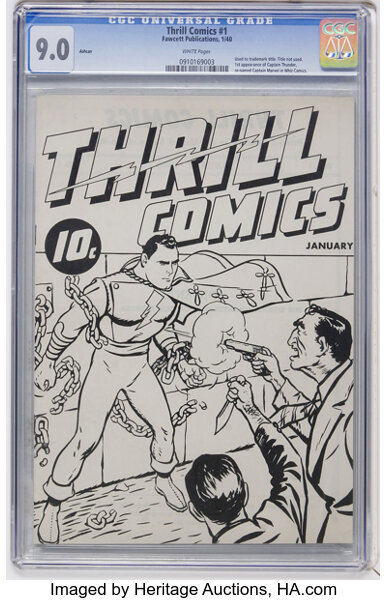 Golden Age (1938-1955):Superhero, Thrill Comics #1 Ashcan (Fawcett, 1940) CGC VF/NM 9.0 White pages....