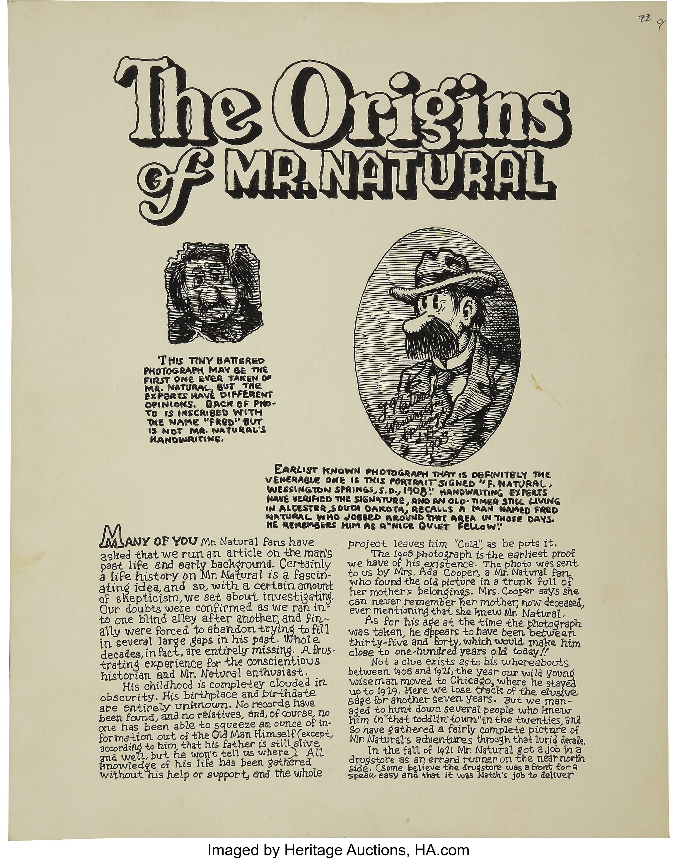 Robert Crumb - Mr. Natural #1 Complete 3-Page Story 