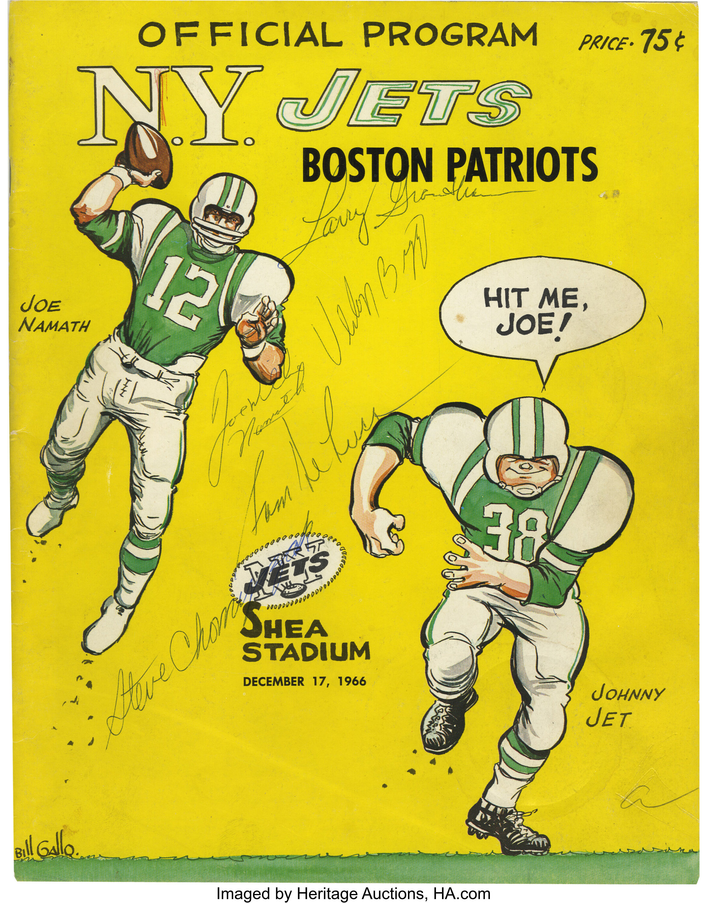 1966 New York Jets Signed Program (Namath). We present an official, Lot  #42181