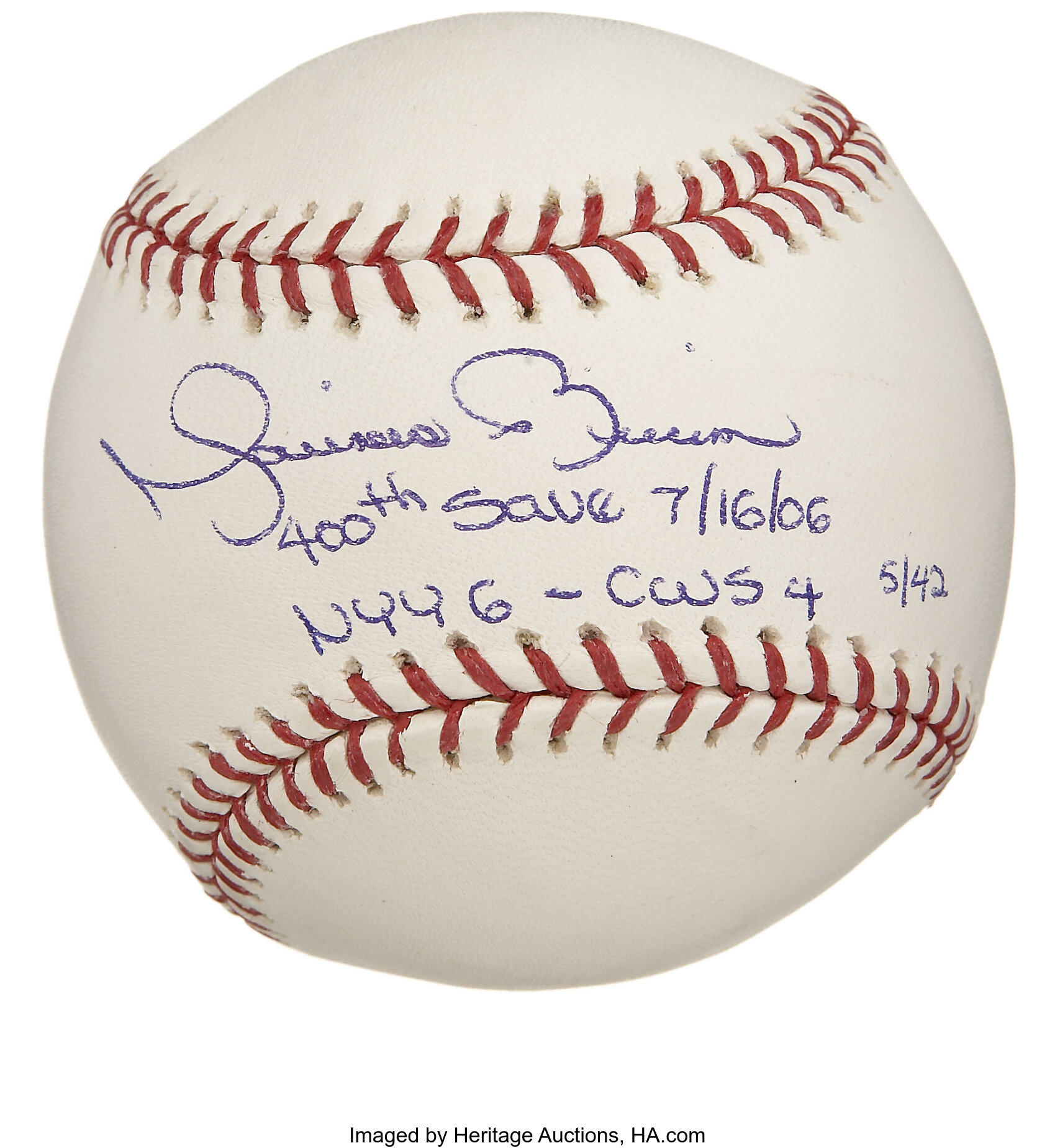 Lot Detail - Mariano Rivera Game Used and Signed Baseball From