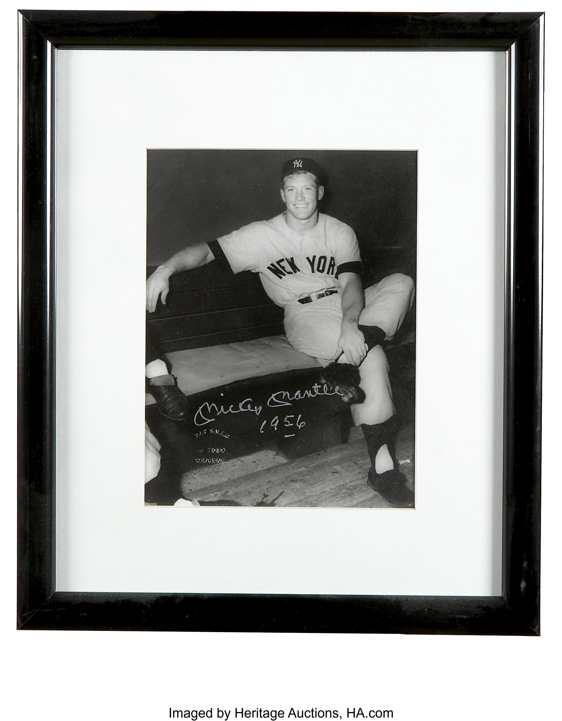 Mickey Mantle Signed Photograph. This recognizable dugout portrait