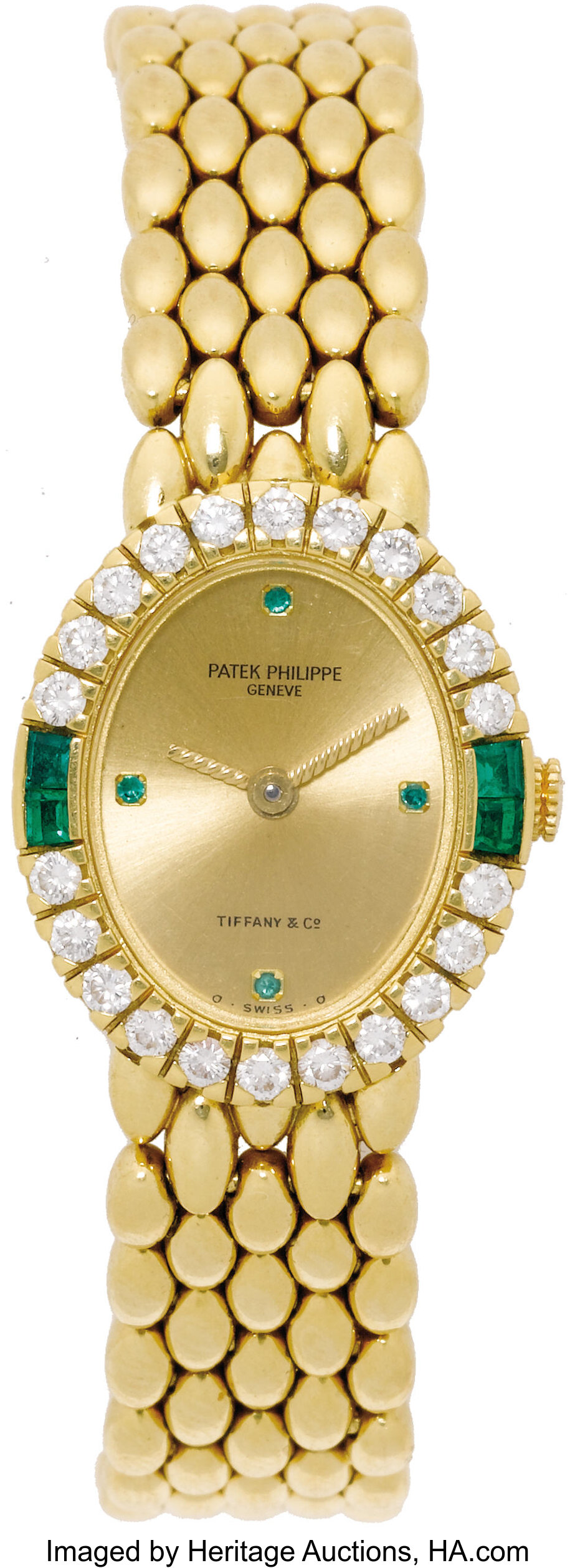 Patek Philippe/Tiffany & Co. Art Deco Emerald and Diamond Watch
