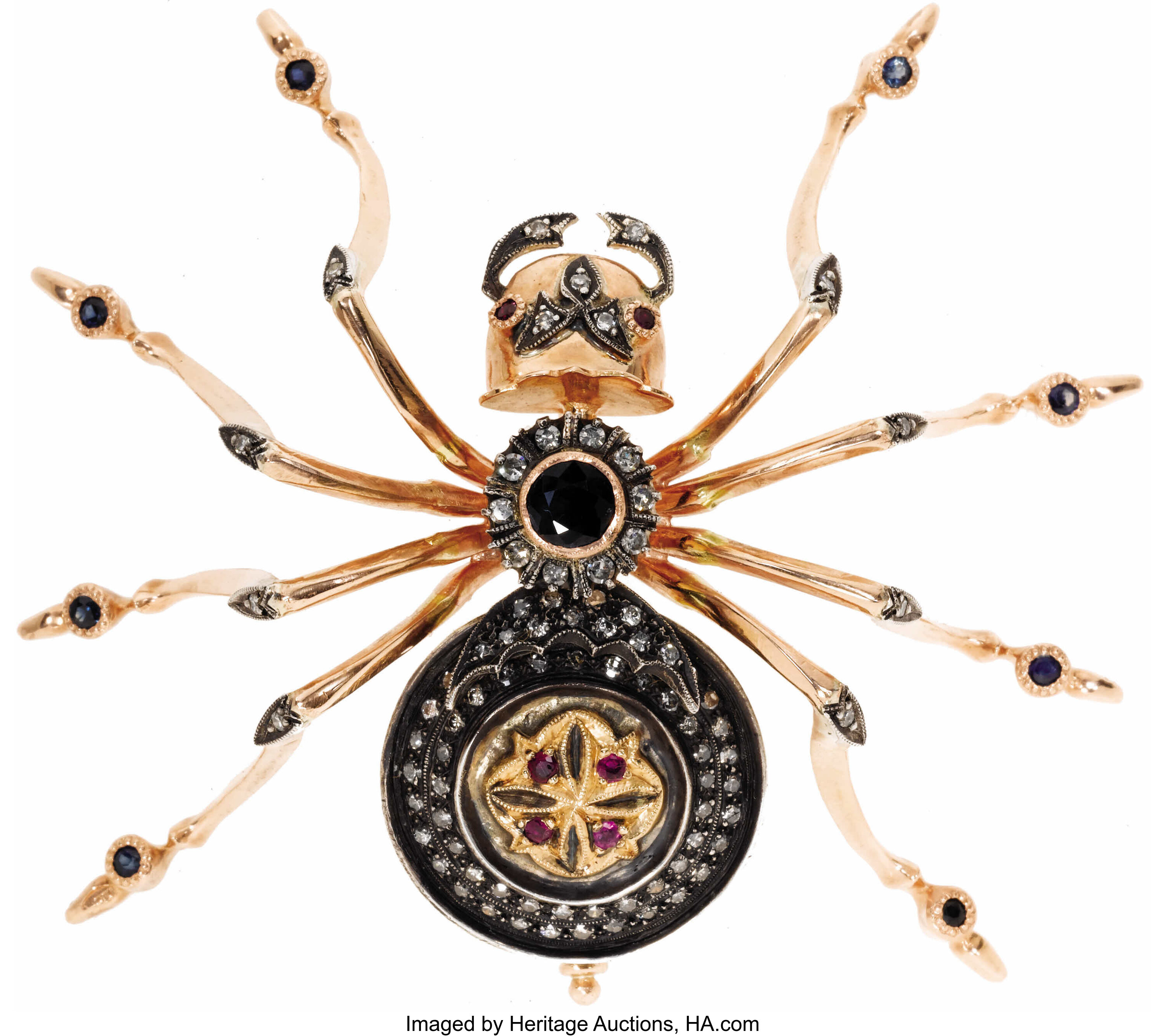 18kt Yellow Gold Faberge Spider Brooch