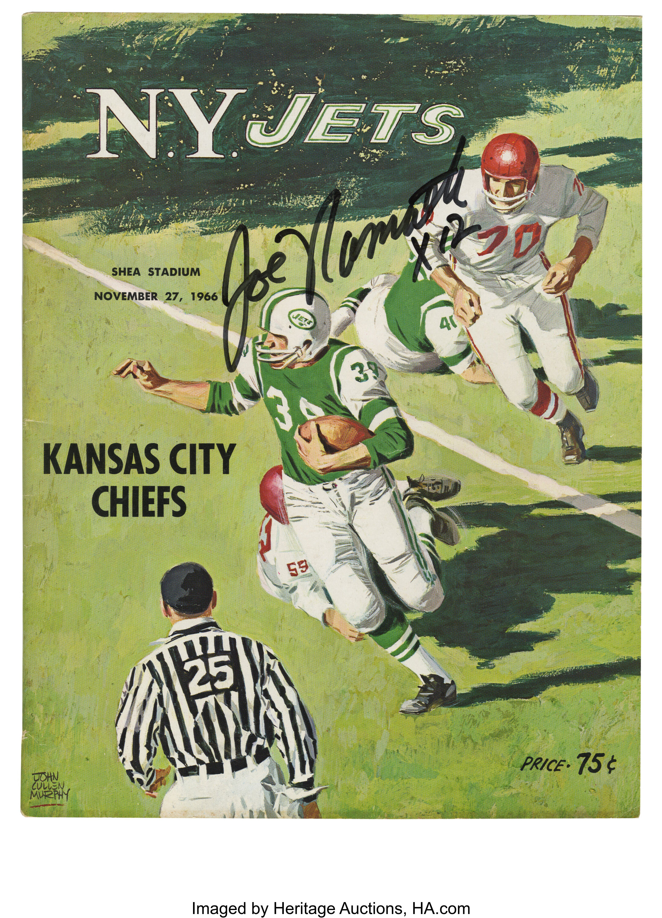 1966 New York Jets Signed Program (Namath). We present an official, Lot  #42181