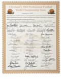 1964 Cleveland Browns Team Signed 16 x 20 Certificate –