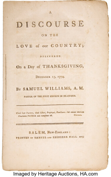 Samuel Williams A Discourse On The Love Of Our Country Delivered Lot 57032 Heritage Auctions samuel williams a discourse on the love of our country delivered lot 57032 heritage auctions