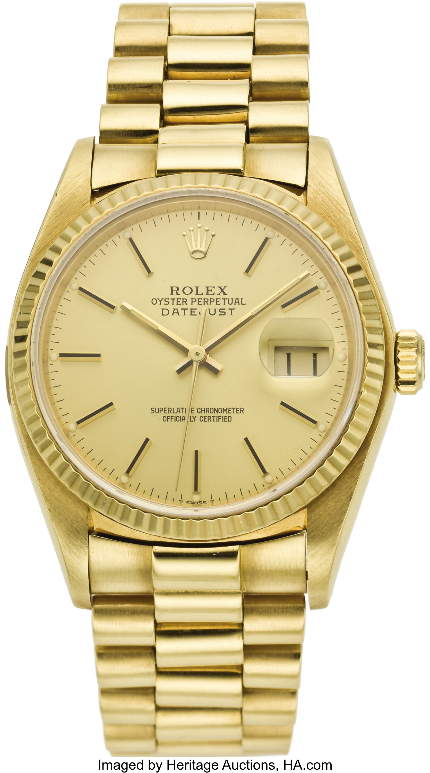 Rolex Gold Oyster Perpetual Datejust Wristwatch circa 1984. Lot 46194 Heritage Auctions