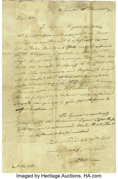 Aaron Burr Rare Revolutionary War date Autograph Letter Signed