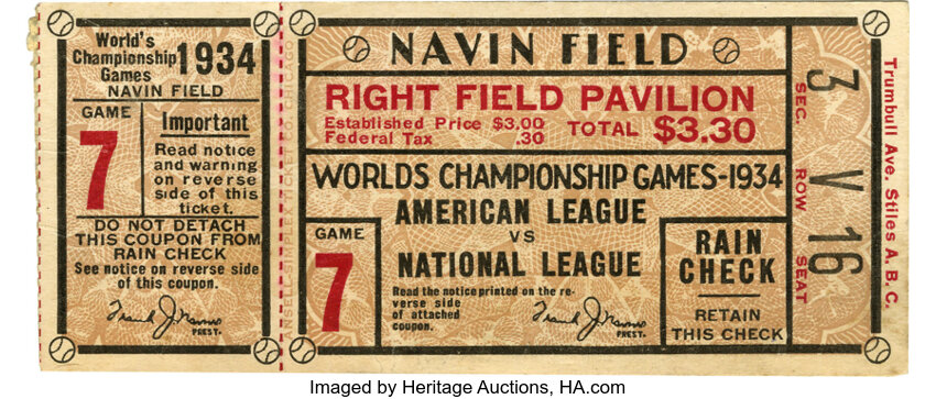 Hake's - 1920 WORLD SERIES TICKET STUB FROM CLEVELAND.