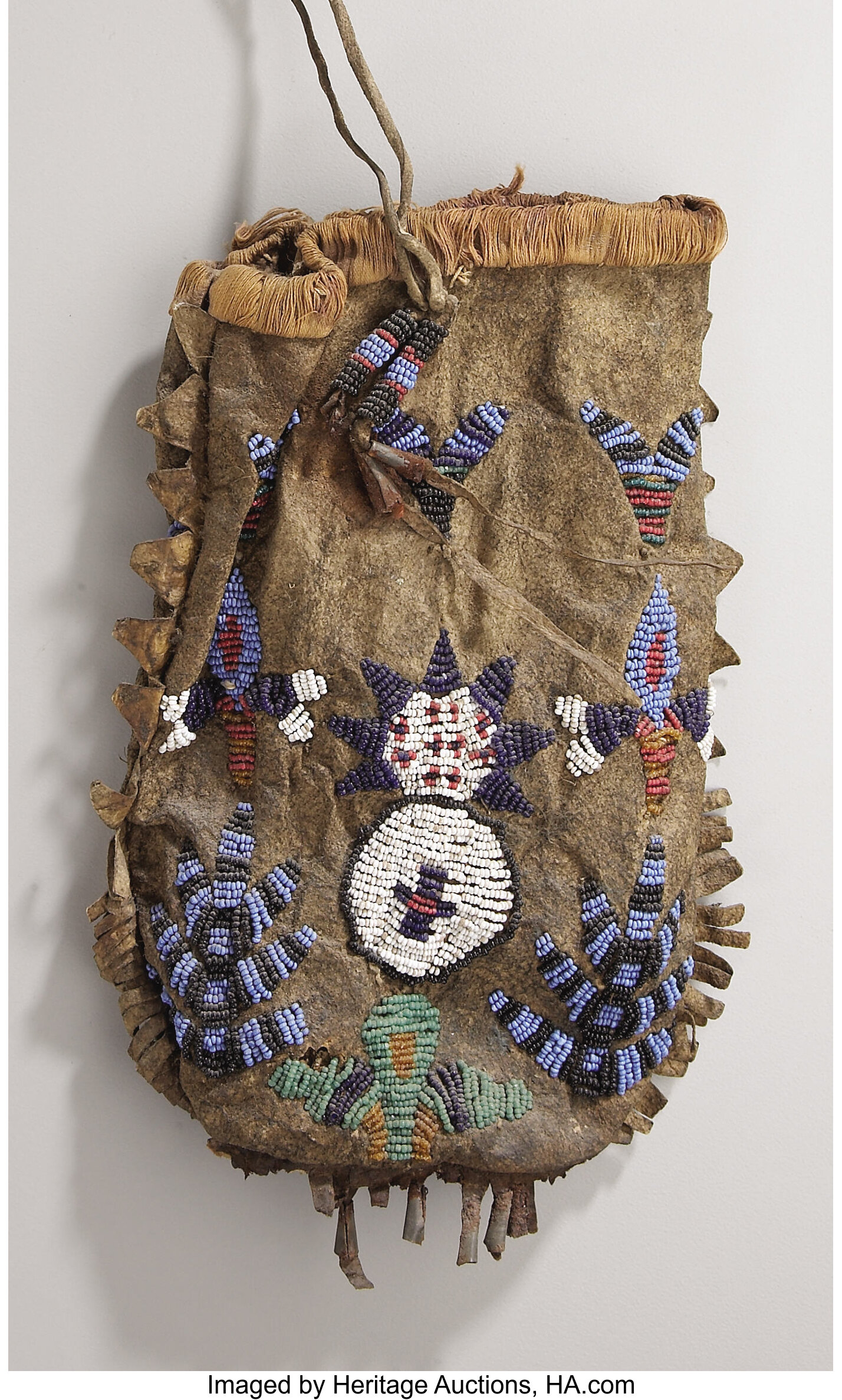 A SIOUX BEADED HIDE POUCH. c. 1890... American Indian Art Beadwork ...