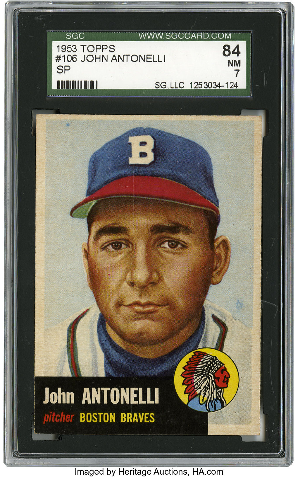 Lot - 1953 Topps #106 SP Johnny Antonelli Boston Braves Baseball Card
