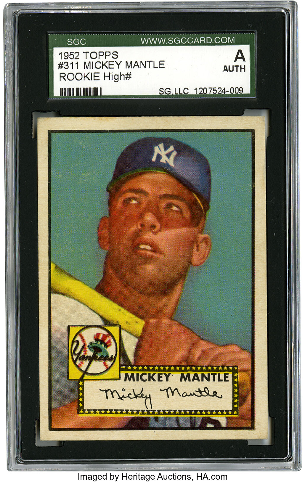 1966 Topps #50 Mickey Mantle New York Yankees Baseball Card Sgc 3 Vg