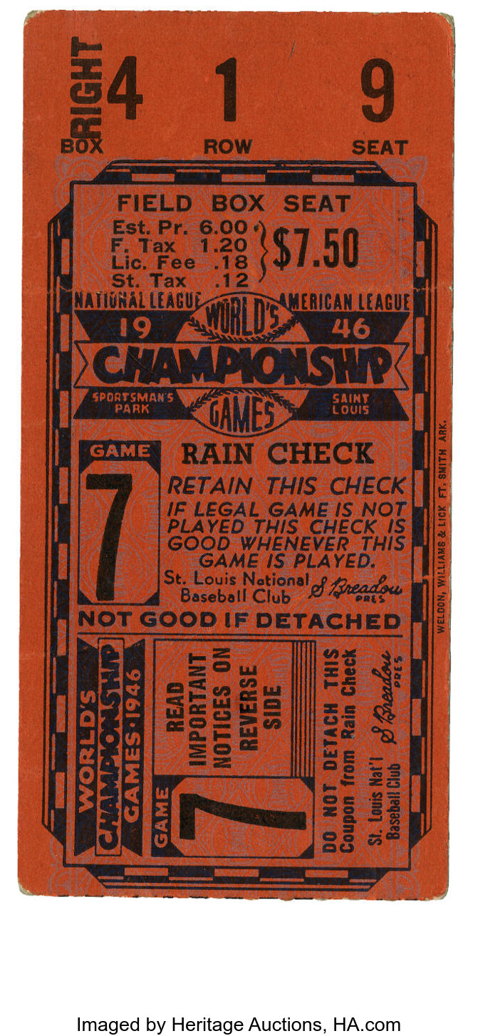 1926 World Series Game Seven Ticket Stubs Lot of 2.  Baseball