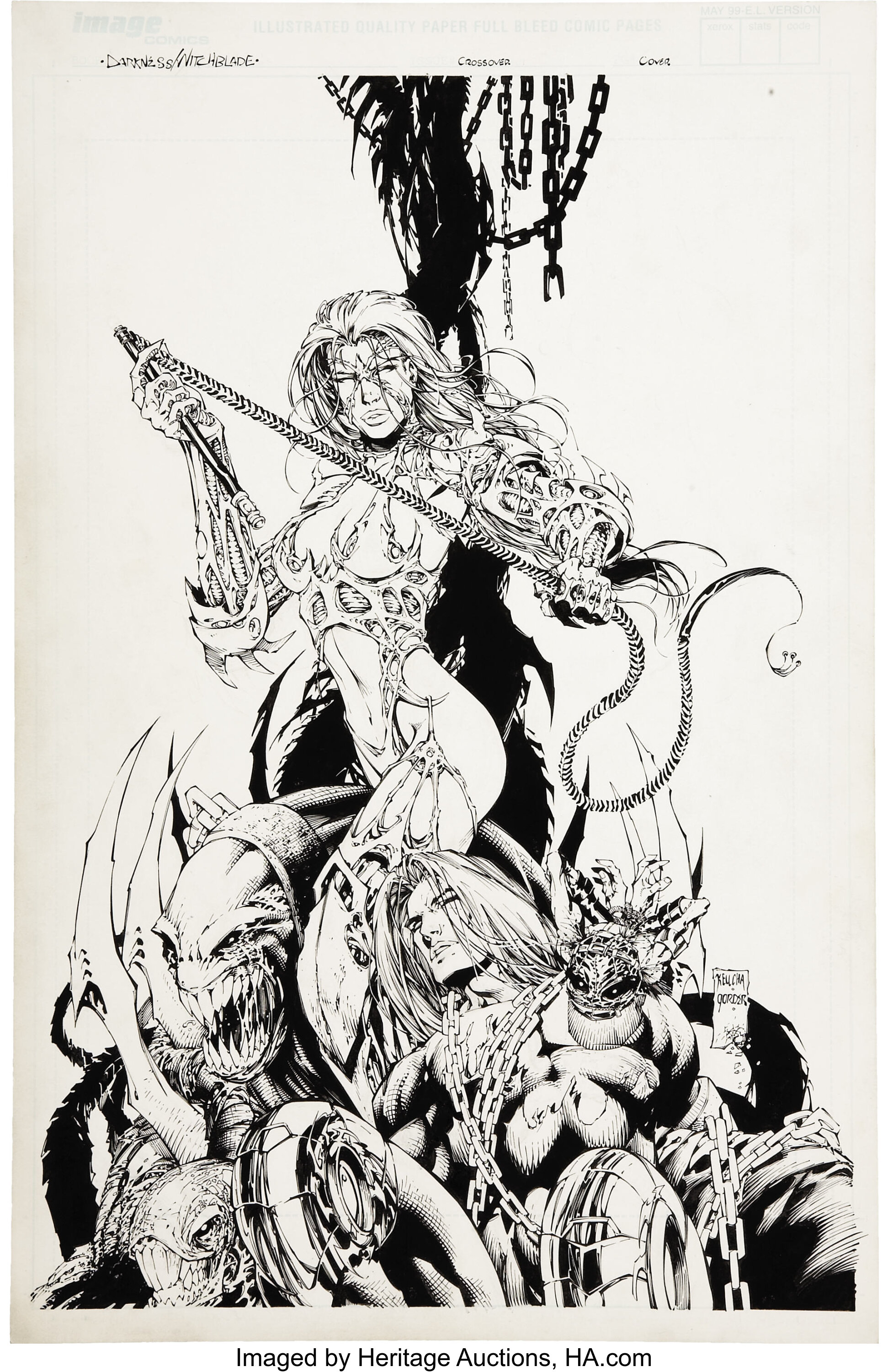 Keu Cha and Jason Gorder The Darkness Witchblade 1 Cover Original