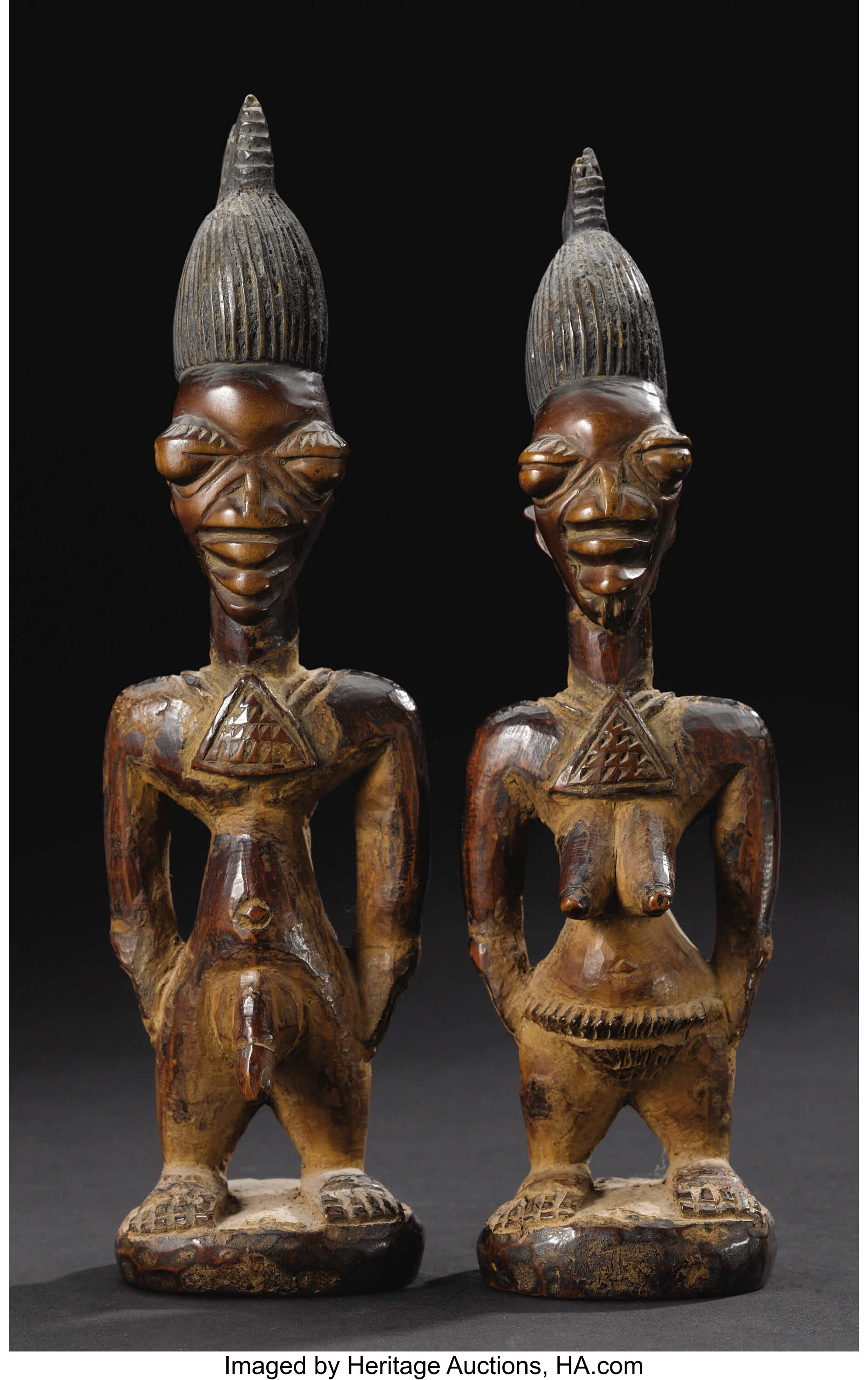 Yoruba (Nigeria), Igbomina region, Ila Orangun style. Male and | Lot ...