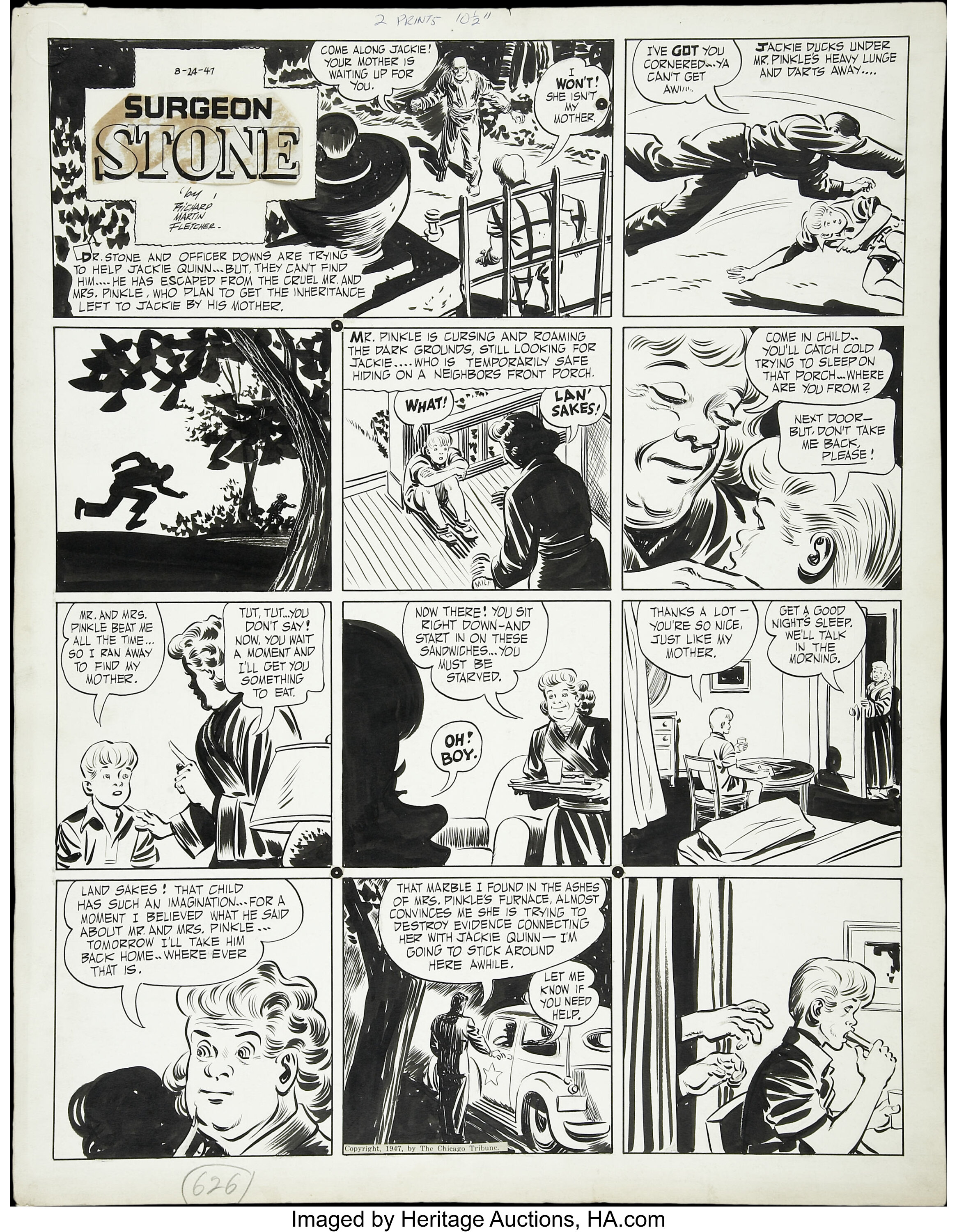 Richard Martin Fletcher - Surgeon Stone Sunday Comic Strip Original ...