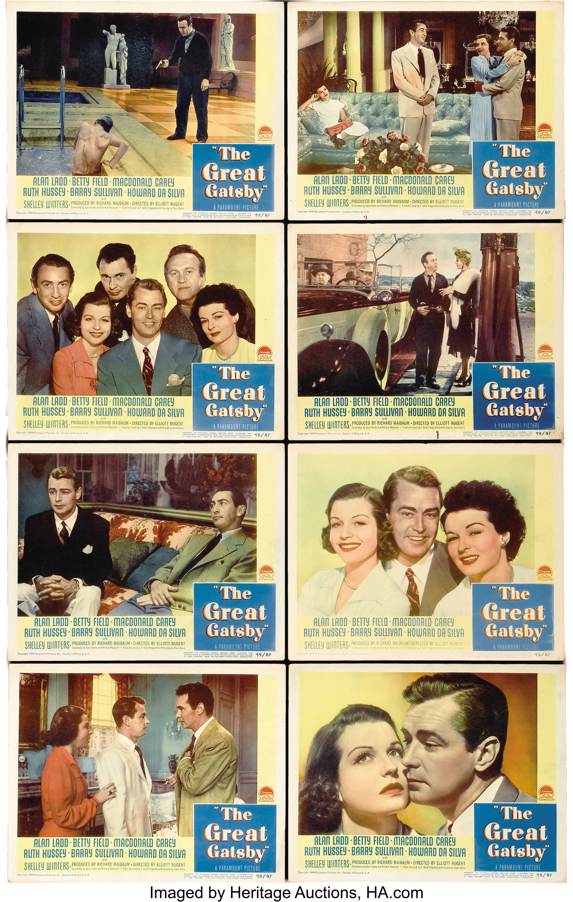 The Great Gatsby (Paramount, 1949). Lobby Card Set of 8 (11