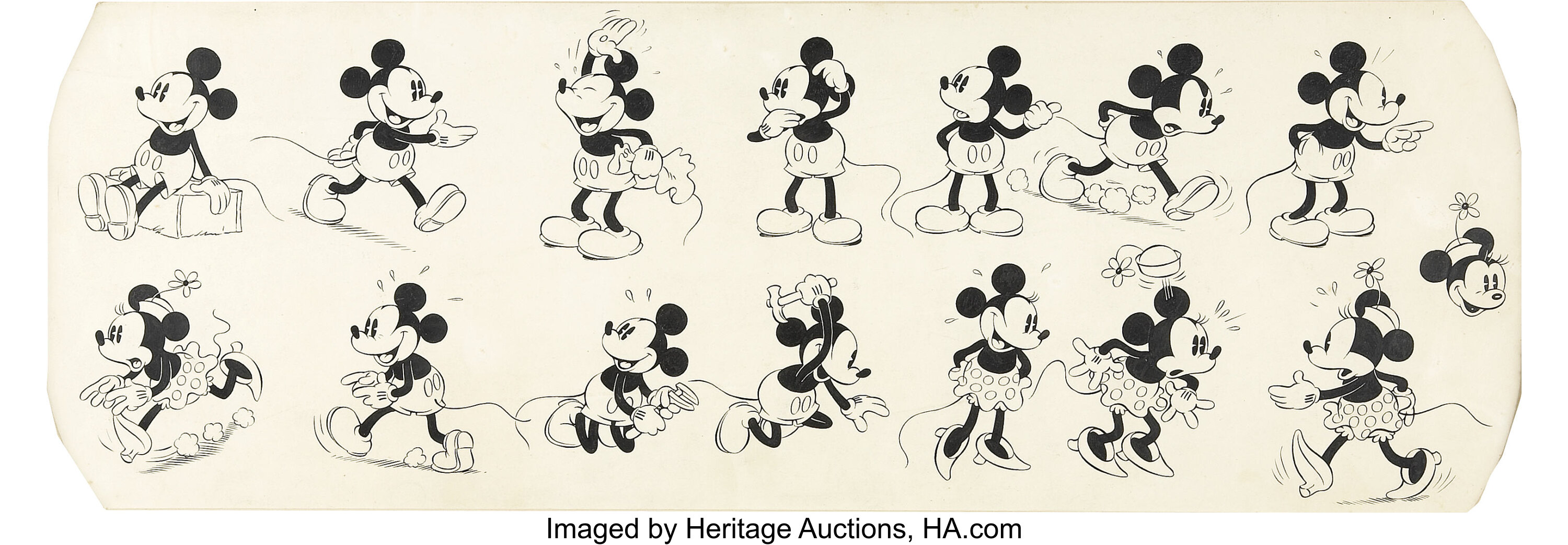 Mickey and Minnie Mouse Model Sheet Illustration Original Art (Walt ...