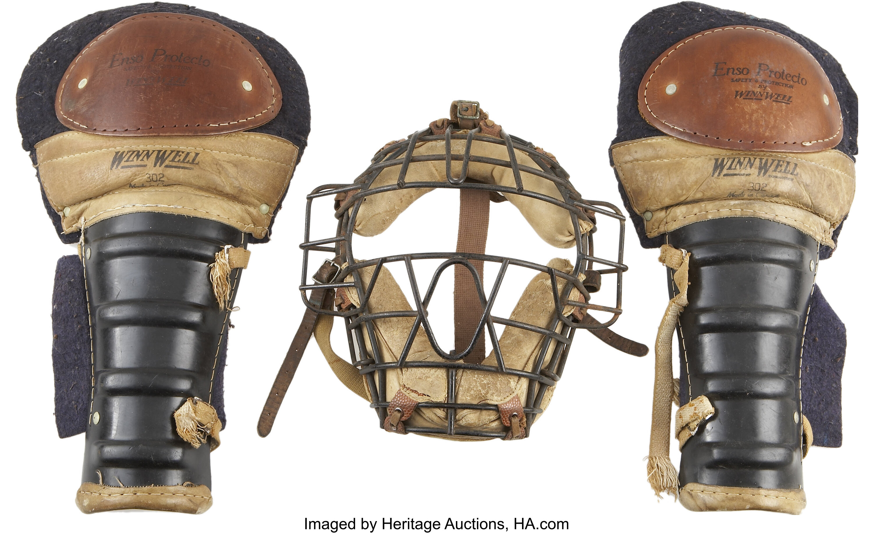 1930s-40s WinnWell Vintage Catcher's Mask and Shin Guards., Lot #44136