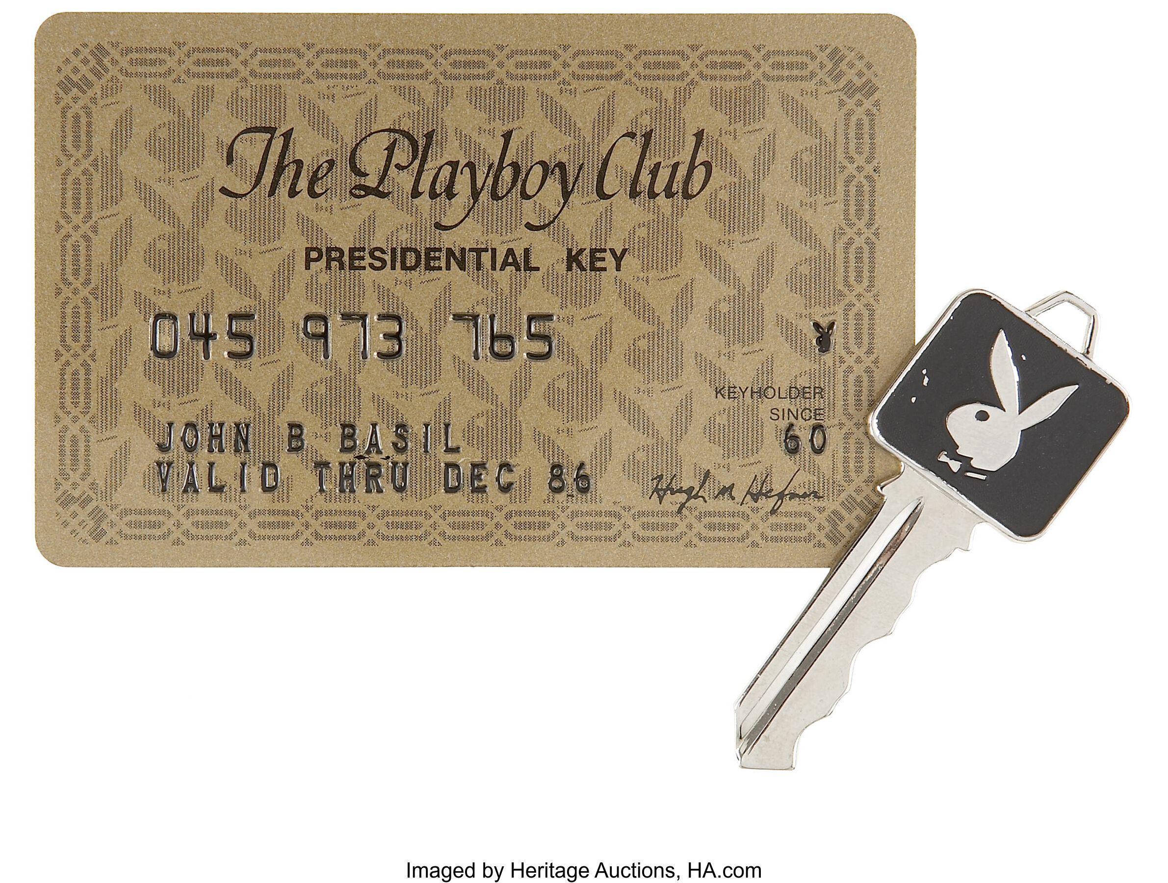 Playboy Club Key Presidential Key Card Cufflinks and Tie Clasp