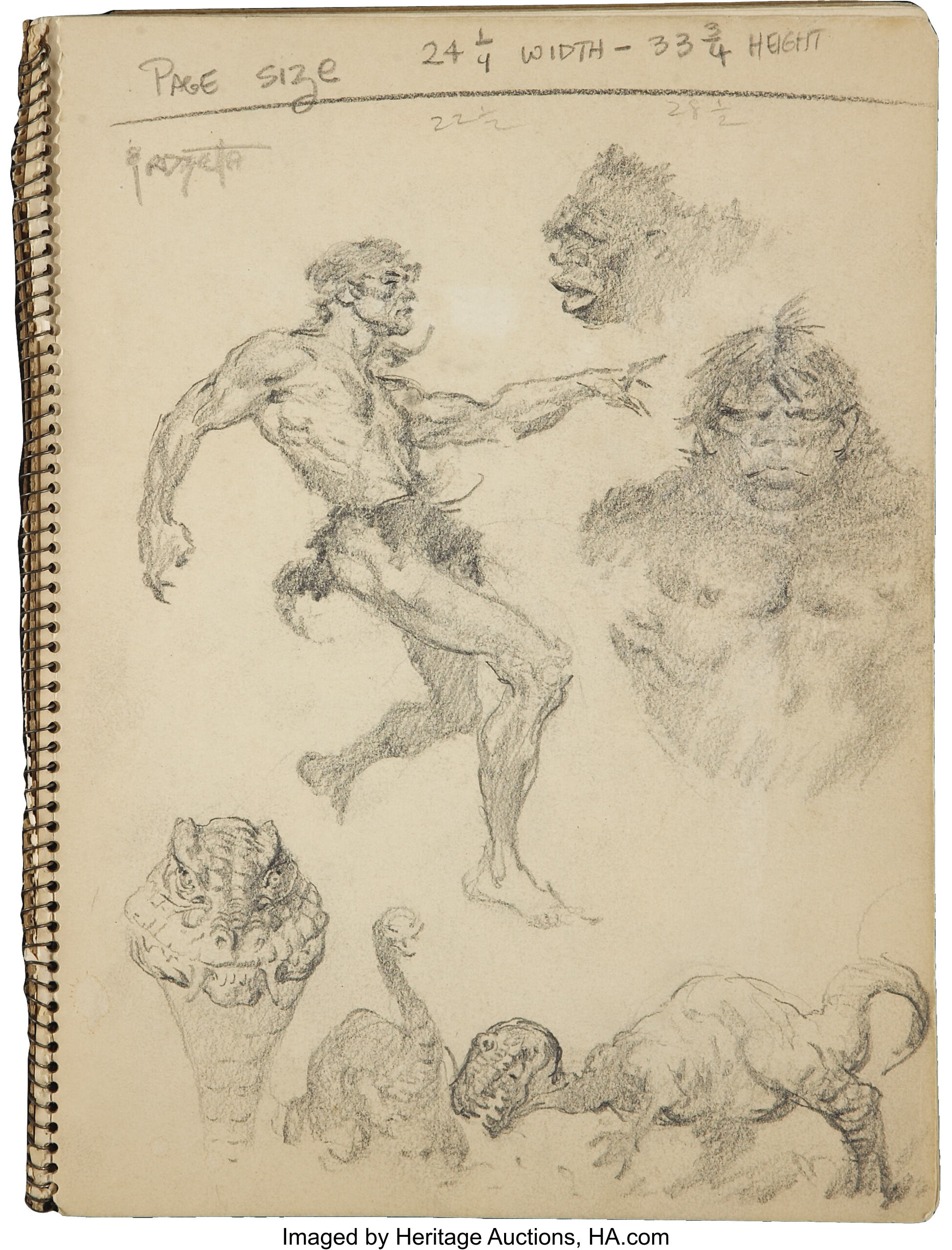 Frank Frazetta 20 Page Sketchbook of Original Art (circa