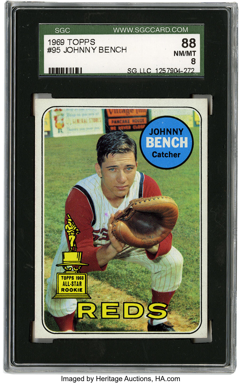 1969 Topps Johnny Bench #95 SGC 88 NM/MT 8. Baseball Cards, Lot #41026