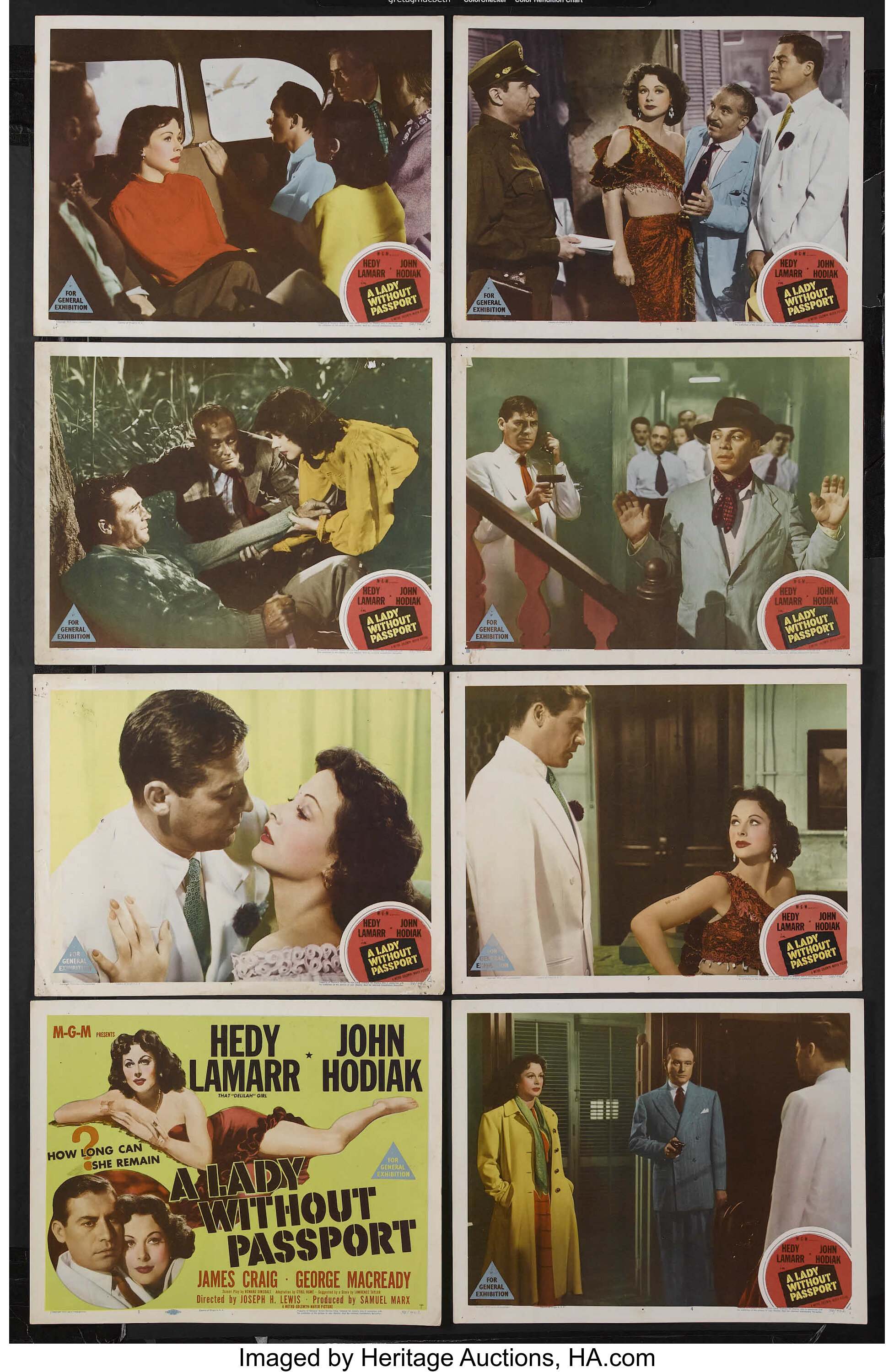 A Lady Without Passport (MGM, 1950). Lobby Card Set of 8 (11