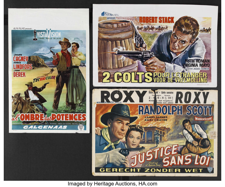 Western Lot Various 1955 1957 Belgian Posters 3 14 X 22