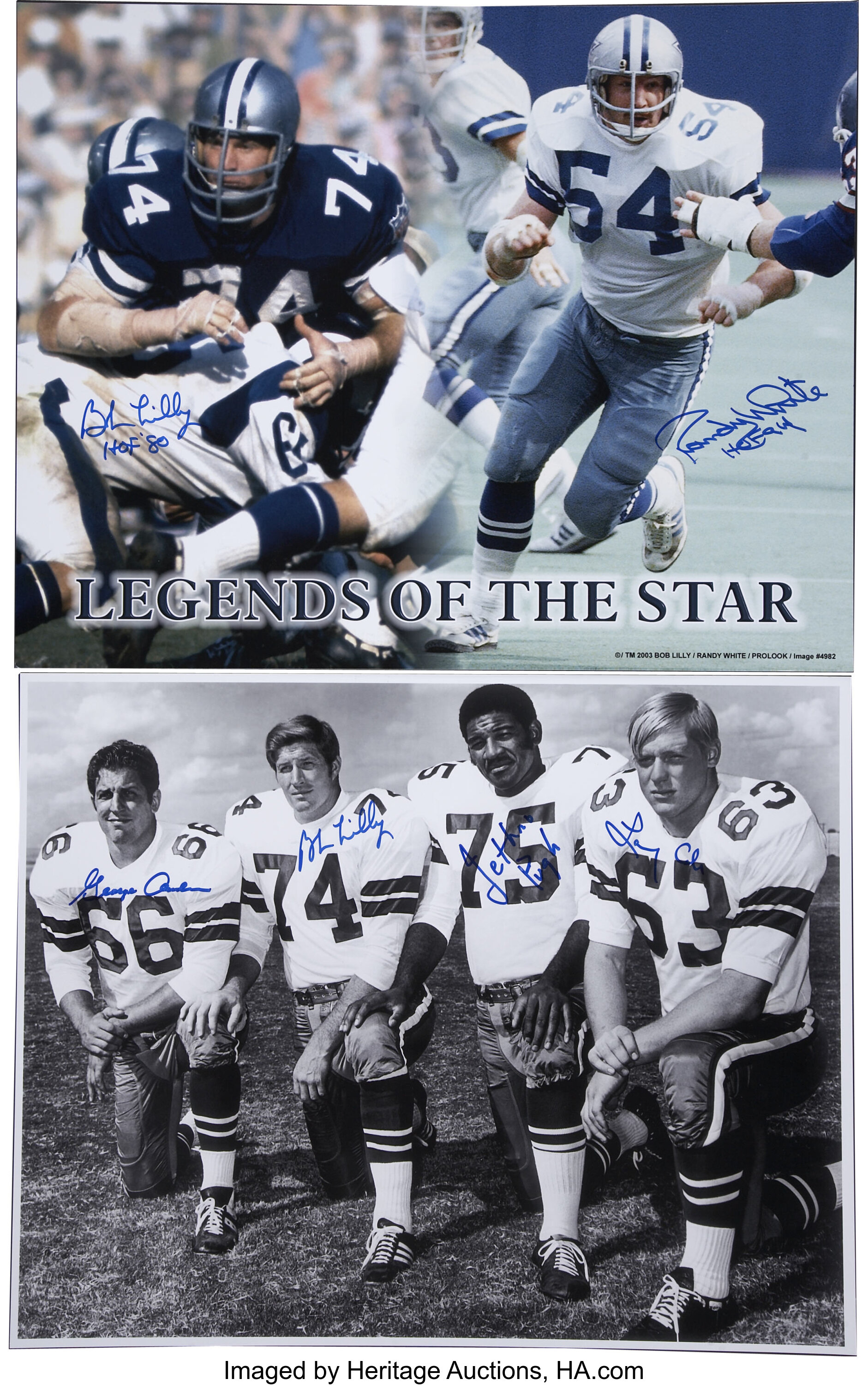 Vintage Dallas Cowboys Signed Oversized Photographs Lot of 2