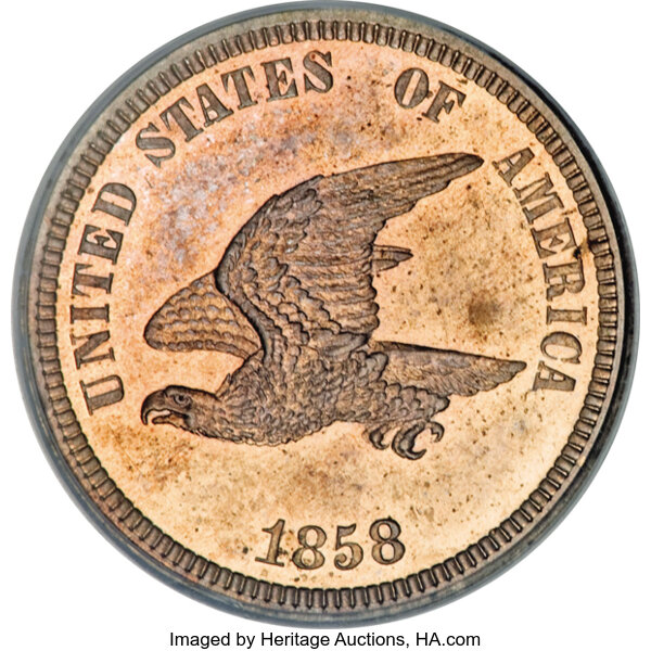 1858 P1c Flying Eagle Cent Judd 202 Pollock 246 R5 Pr64