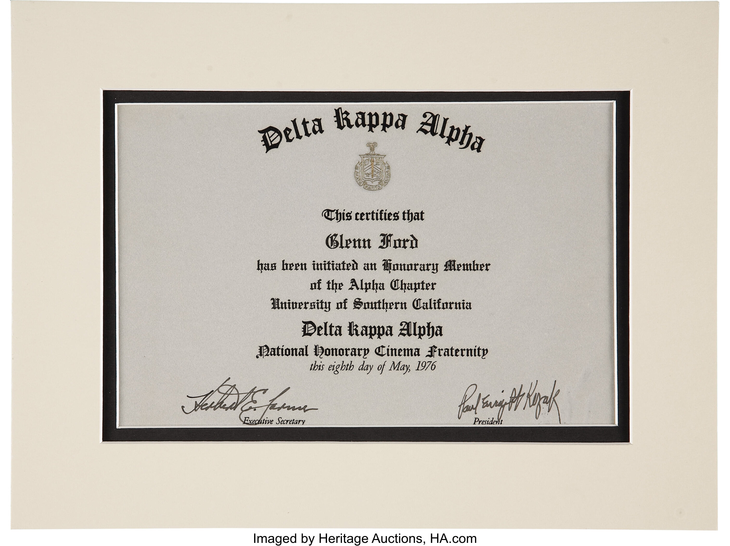 Ford's Delta Alpha Certificate.... Movie/TV Memorabilia Lot #52075 | Heritage Auctions