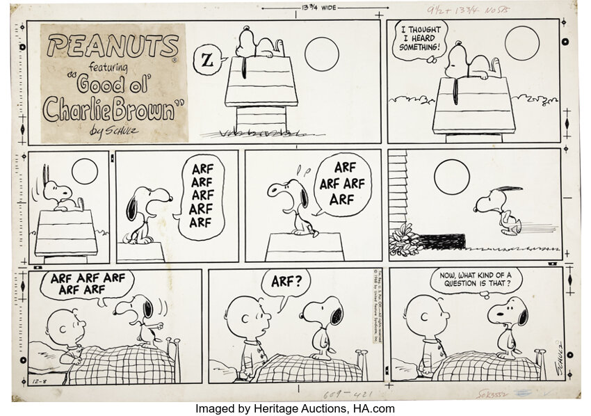 Charles Schulz Peanuts Sunday Comic Strip Original Art Dated Lot Heritage Auctions