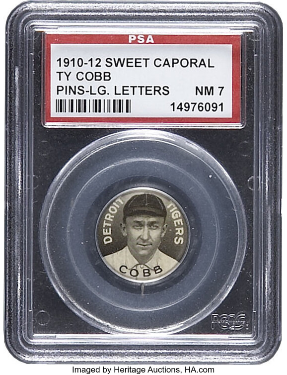 1910-12 Sweet Caporal Pins (P2) Ty Cobb Large Letters PSA NM 7 ...